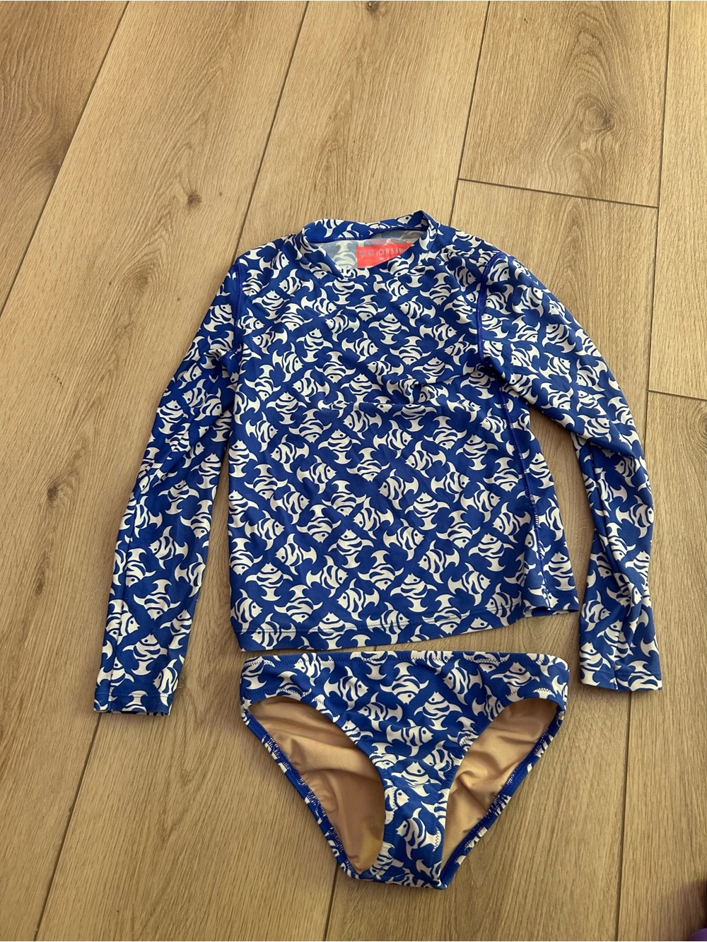 Crewcuts Blue & White Fish Print Rashguard Two-Piece Set